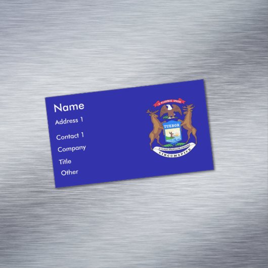 ミシガン州旗の付いた名刺マグネット マグネット名刺 (インサイチュ)