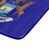 ミシガン州旗の付いた小さなガラス板 カッティングボード (角)