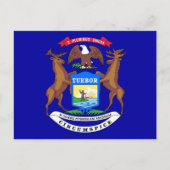 ミシガン州旗の付いた州- USA ポストカード (正面)