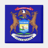 ミシガン州旗を持つマグネット州 – 米国 マグネット (正面)