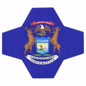 ミシガン州旗を掲げる愛国的なサッカーボール サッカーボール (フラット)