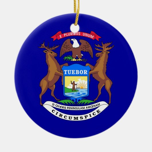 ミシガン州旗オーナメント セラミックオーナメント (正面)