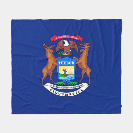 ミシガン州旗デザイン フリースブランケット (正面(横))