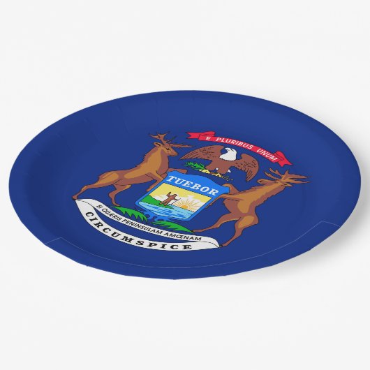 ミシガン州旗デザイン ペーパープレート (アングル)