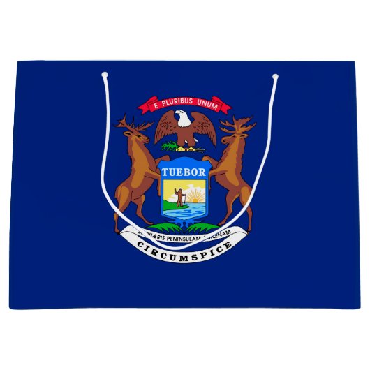 ミシガン州旗デザイン ラージペーパーバッグ (正面)