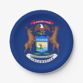 ミシガン州旗プレート、パーティー、スポーツ、ミシガン ペーパープレート (正面)