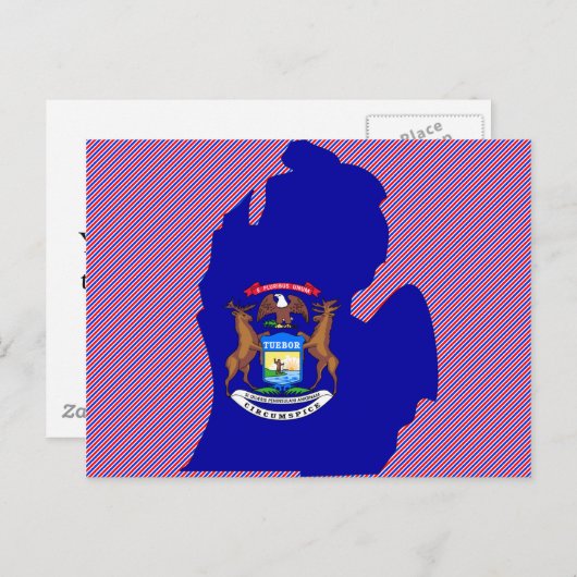 ミシガン州旗マップ ポストカード (正面/裏面)