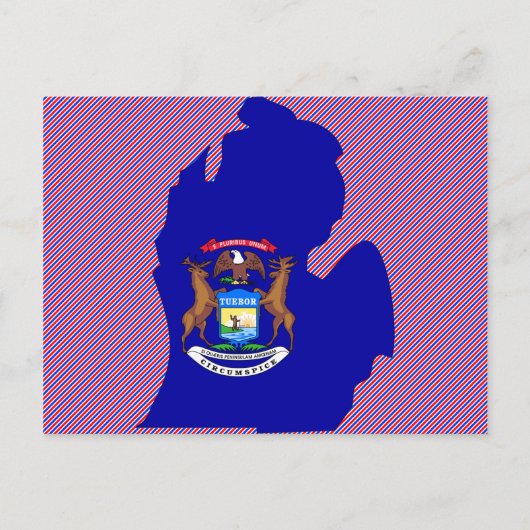 ミシガン州旗マップ ポストカード (正面)