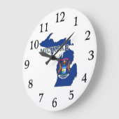 ミシガン州旗（ミシガン州旗） ラージ壁時計 (傾斜)