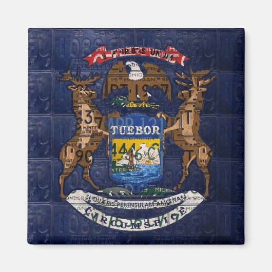 ミシガン州旗(ライセンスプレート) マグネット (正面)