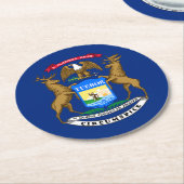 ミシガン州旗 ラウンドペーパーコースター (アングル)