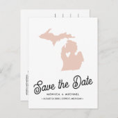 ミシガン州目的地の結婚式の任意の色 案内ポストカード (正面/裏面)