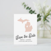 ミシガン州目的地の結婚式の任意の色 案内ポストカード (スタンド正面)