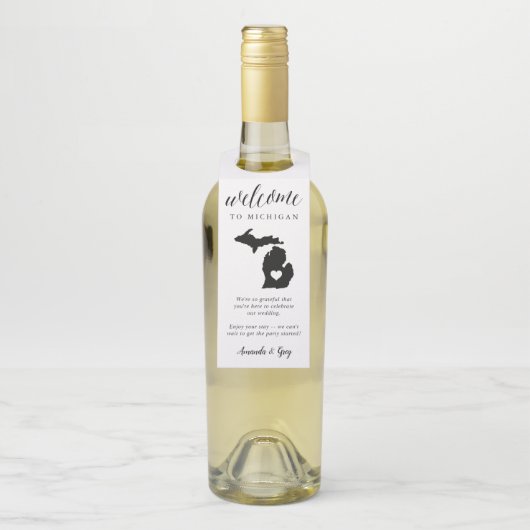 ミシガン州結婚の歓迎のお願い ボトルネックタグ (ボトル)