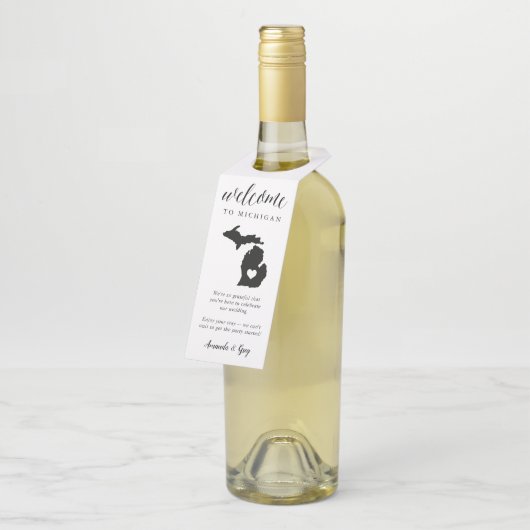 ミシガン州結婚の歓迎のお願い ボトルネックタグ (アングル)