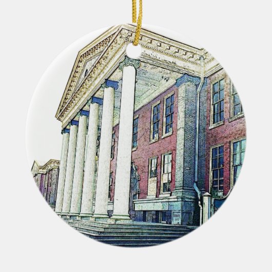 ミシガン州西部の大学歴史的な東のホール セラミックオーナメント (正面)