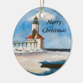ミシガン州都市ライトクリスマスのオーナメント セラミックオーナメント (左)