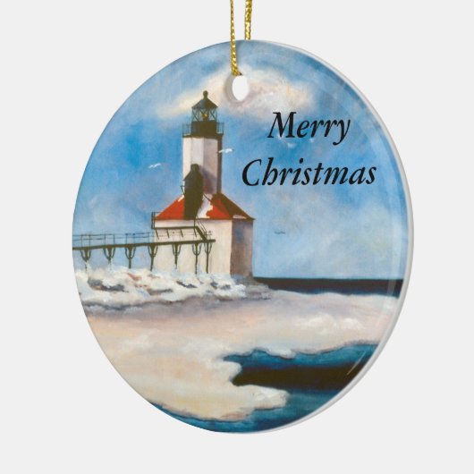 ミシガン州都市ライトクリスマスのオーナメント セラミックオーナメント (左)