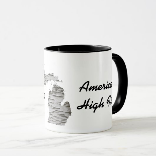 ミシガン州 – アメリカのハイファイブ・マグカップと樺の木・バーク マグカップ (正面右)