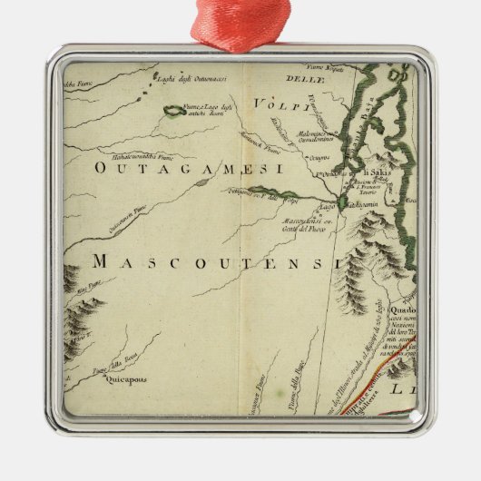 ミシガン州、ウィスコンシン、イリノイ メタルオーナメント (正面)