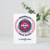 ミシガン州，ランシング州， MI，愛国的，モノグラム ポストカード (スタンド正面)