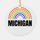 ミシガン州 – レトロ-イラストレーション- パーソナライズされた セラミックオーナメント (正面)