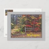 ミシガン州/分割レールフェンスと秋の色» ポストカード (正面/裏面)