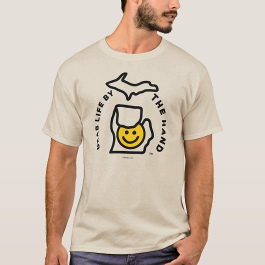 ミシガン州 – 手で人生を掴む™スマイルTシャツ Tシャツ (正面)