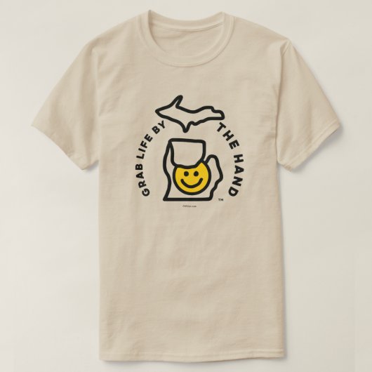 ミシガン州 – 手で人生を掴む™スマイルTシャツ Tシャツ (デザイン正面)
