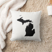 ミシガン州(白黒) クッション (ブランケット)