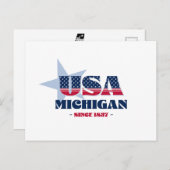ミシガン州（赤、白、青） ポストカード (正面/裏面)