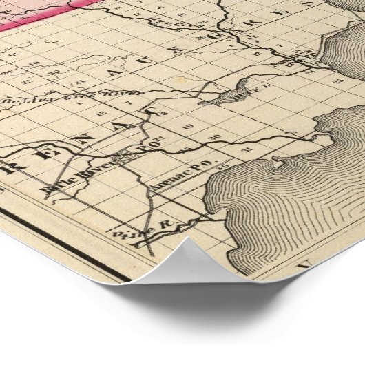 ミシガン州iosco郡の地図 ポスター (角)