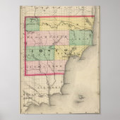 ミシガン州iosco郡の地図 ポスター (正面)