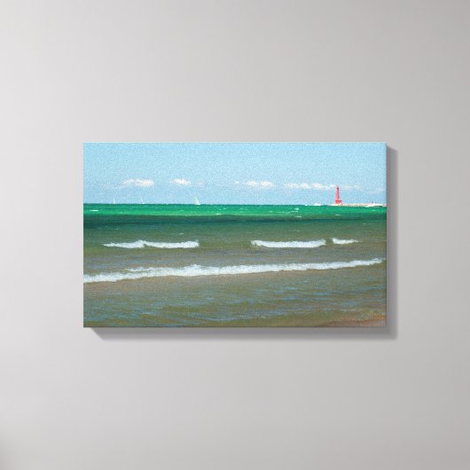ミシガン州Muskegon Pier Light キャンバスプリント (正面)