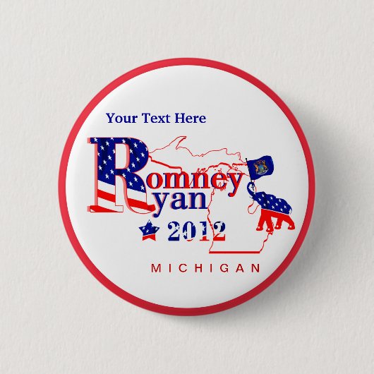 ミシガン州Romneyおよびライアン2012ボタン- 2つをカスタマイズ 缶バッジ (正面)