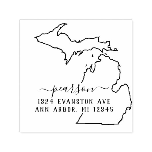 ミシガン差出人住所スタンプ自己インク セルフインキングスタンプ (デザイン)