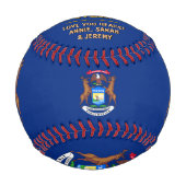 ミシガン最高の州パパ、愛国的な米国、ミシガン州旗 野球ボール (正面)