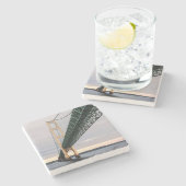 ミシガン湖からマッキナック橋が見える ストーンコースター (横)