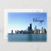 ミシガン湖から向かうシカゴのスカイライン写真 ポストカード (正面/裏面)