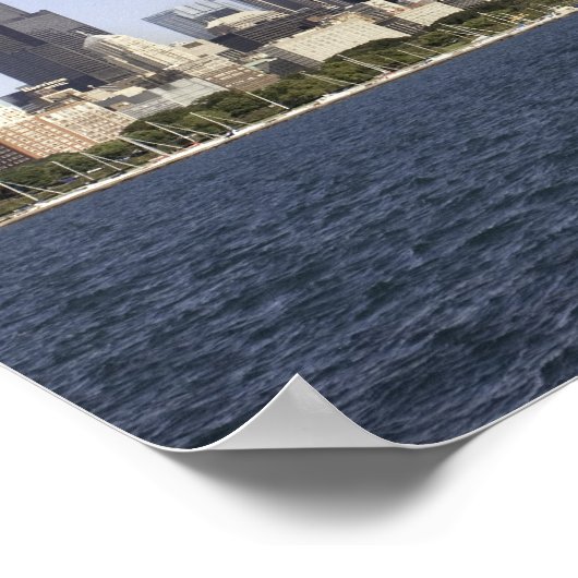 ミシガン湖のあるシカゴの街のスカイライン2 ポスター (角)