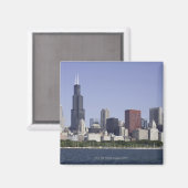 ミシガン湖のあるシカゴの街のスカイライン マグネット (正面/裏面)