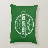 ミシガン湖のカスタムな町、名前、いかり、かい アクセントクッション (裏面(縦))