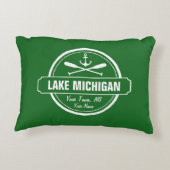 ミシガン湖のカスタムな町、名前、いかり、かい アクセントクッション (裏面)