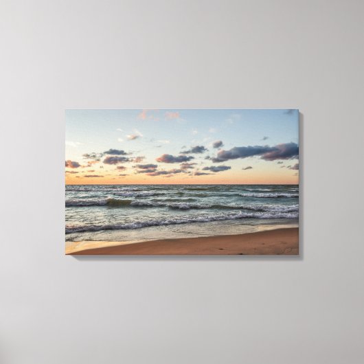 ミシガン湖の夕日 キャンバスプリント (正面)