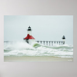 ミシガン湖の巨大な波のポスター ポスター