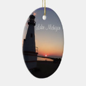 ミシガン湖の日没の灯台オーナメント セラミックオーナメント (右)