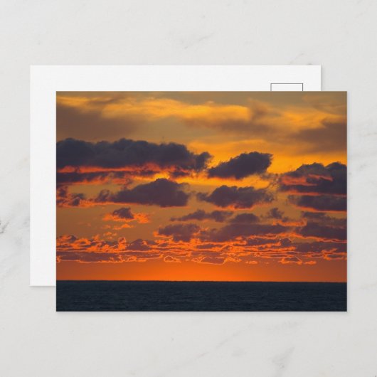 ミシガン湖の日没、ルディントン、ミシガン ポストカード (正面/裏面)