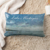 ミシガン湖の水浴者の装飾用クッション ランバークッション (ブランケット)