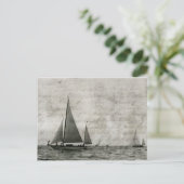 ミシガン湖の海のアンティークのボートのヨット ポストカード (スタンド正面)