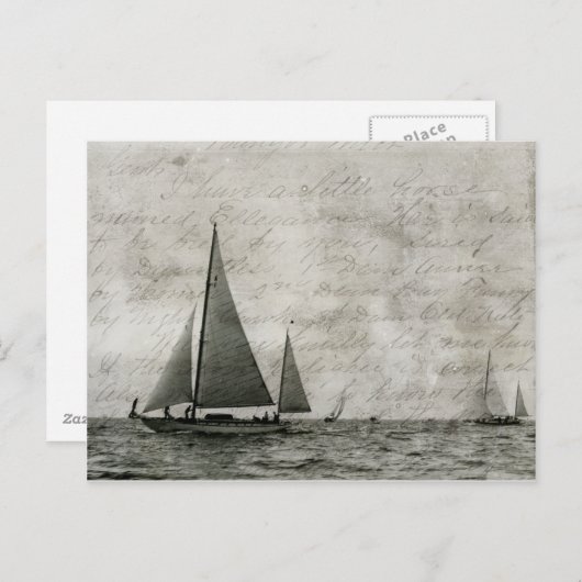 ミシガン湖の海のアンティークのボートのヨット ポストカード (正面/裏面)